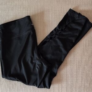 Girls' Black Performance Leggings with Side Lattice Detail